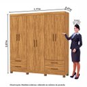 Ver imagem 3 de Guarda-Roupa 6 Portas 4 Gavetas com Pés Genova Marrom/Cinamomo