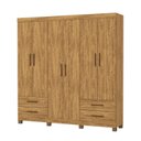 Ver imagem 2 de Guarda-Roupa 6 Portas 4 Gavetas com Pés Genova Marrom/Cinamomo