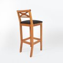 Ver imagem 5 de Banqueta para Cozinha Madeira Maciça Estofada Marrom/Amêndoa/Preto