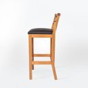 Ver imagem 4 de Banqueta para Cozinha Madeira Maciça Estofada Marrom/Amêndoa/Preto