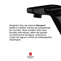 Torneira Luxo para Banheiro Requinte 1/4 de Volta Preto Fosco Concept Metais 91017 - 3