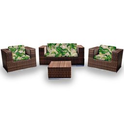 Conjunto Bora Bora - 1 Sofá 2 Lugares + 2 Poltronas + 1 Mesa de Centro - Egeias - 1