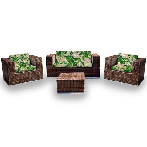 Conjunto Bora Bora - 1 Sofá 2 Lugares + 2 Poltronas + 1 Mesa de Centro - Egeias