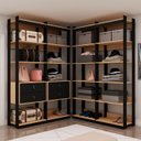 Ver imagem 1 de Guarda Roupas Closet 4 Gavetas e 12 Prateleiras Cb0092 Linha Industrial Genialflex Freijo Fosco/pret