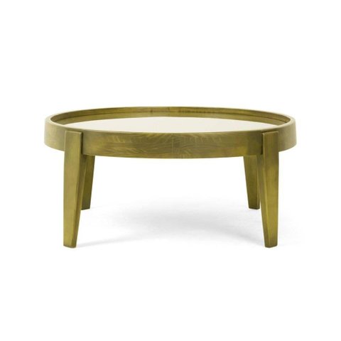 Mesa de Centro de Madeira e Vidro 94cm Virgínia Oregon