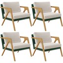 Ver imagem 1 de Kit 04 Poltronas Decorativas Sala Estar Pietra L02 Facto Verde Musgo Linho Cru - Lyam Decor