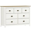 Ver imagem 2 de Comoda 7 Gav e 02 Mesas de Cabeceira Madeira Maciça Branco Freijo Milani Store