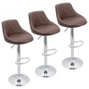Ver imagem 1 de Kit 3 Banquetas Milano Carmel Estofada Giratória C/ Regulagem - Café