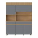 Ver imagem 2 de Armário de Cozinha 5 Portas 2 Gavetas 160cm 100% MDF Realeza Marrom/Carvalho/Titânio