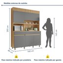 Ver imagem 3 de Armário de Cozinha 5 Portas 2 Gavetas 160cm 100% MDF Realeza Marrom/Carvalho/Titânio