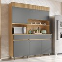 Ver imagem 1 de Armário de Cozinha 5 Portas 2 Gavetas 160cm 100% MDF Realeza Marrom/Carvalho/Titânio