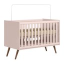Ver imagem 4 de Jogo de Quarto Infantil Q Encanto Retrô com Cômoda e Berço Rosa - Qmovi