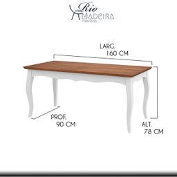 Mesa de Jantar 6 Lugares Imperial Clássica Luiz XV 160Cm Italy Madeira Maciça Imbuia Branco Laca-RMI - 2