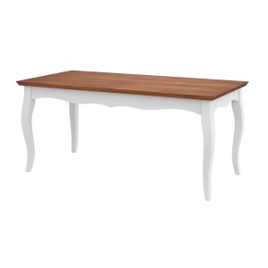 Mesa de Jantar 6 Lugares Imperial Clássica Luiz XV 160Cm Italy Madeira Maciça Imbuia Branco Laca-RMI