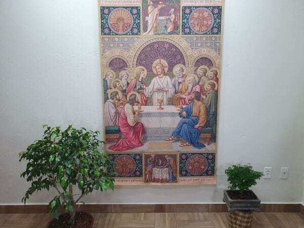 Arte Sacra Decorativa Santa Ceia Impressão Digital em Tecido