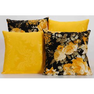 Kit com 4 Capas para Almofadas Decorativas Estampa Amarelo