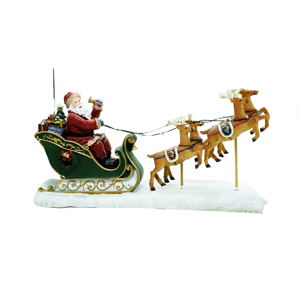 Escultura Iluminada Decorativa Trenó Renas Papai Noel 43cm