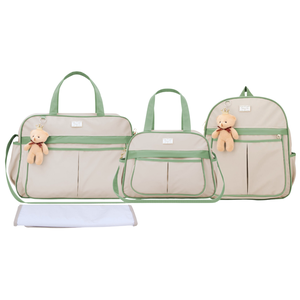 Kit Bolsas Maternidade Espera Feliz Luxo Hope Bege e Verde