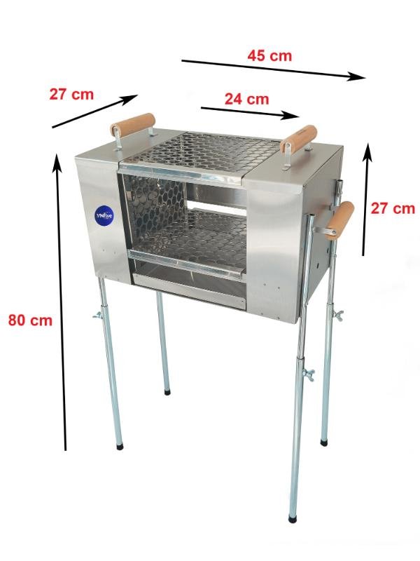Churrasqueira Ecológica Apartamento Média sem Fumaça 2 Grelhas Pés Grandes - 3