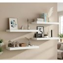 Ver imagem 2 de Kit 4 Prateleiras Decorativas 30x10 cm MDF Branco com Suporte Tipo Cadeirinha para Parede