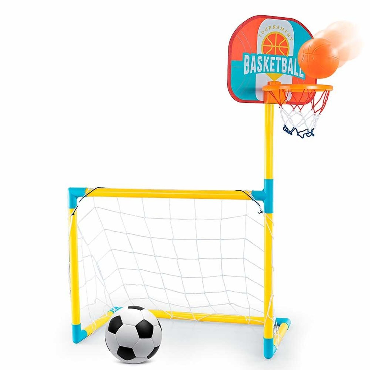 Kit Cesta de Basquete e Trave Rede Futebol 2 em 1 Ref. 042712 Toyng Mega Sport - 2