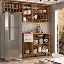Ver imagem 2 de Cozinha Compacta Notte 7 Portas 2 Gavetas 100% Mdf com Vidro Amêndoa/off White - Panorama Móveis