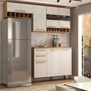Ver imagem 1 de Cozinha Compacta Notte 7 Portas 2 Gavetas 100% Mdf com Vidro Amêndoa/off White - Panorama Móveis