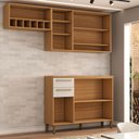 Ver imagem 5 de Cozinha Compacta Notte 7 Portas 2 Gavetas 100% Mdf com Vidro Amêndoa/off White - Panorama Móveis