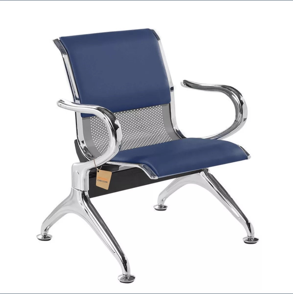Cadeira Longarina Tipo Aeroporto 1 Lugar Com Estofado Azul