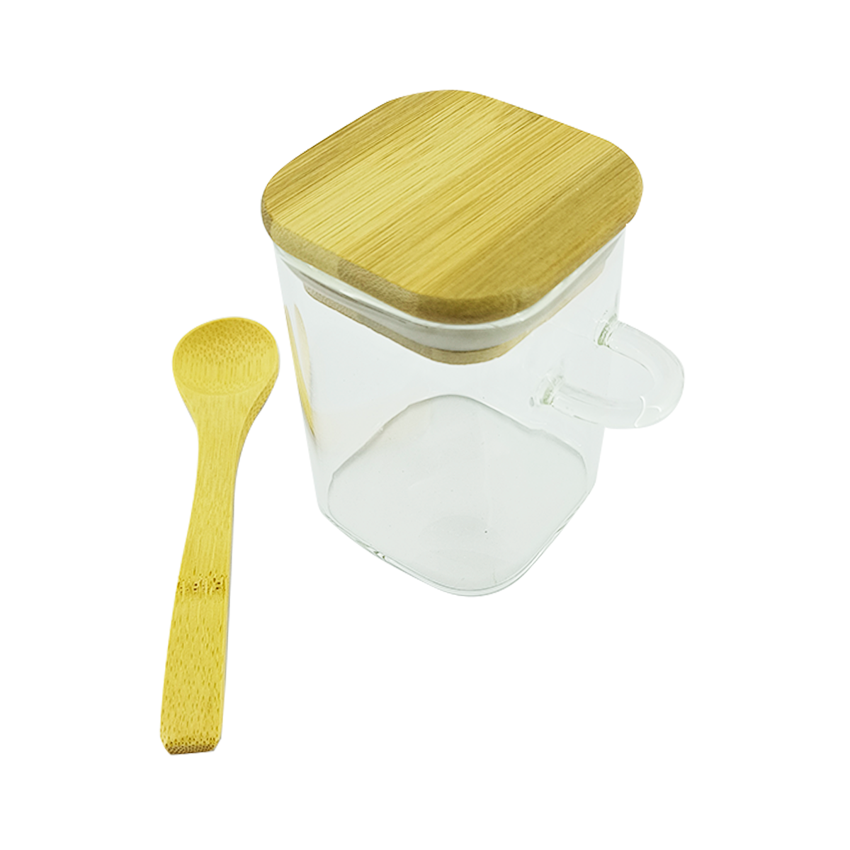 Pote de Vidro Hermético Quadrado com Colher 8cm - 3