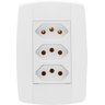 Tomada Elétrica Tripla Completa Branca 10A Linha Lev - Ilumi - 1