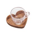 Ver imagem 1 de Conjunto 6 Xícaras de Café com Pires em Madeira Teca Coração 75 Ml