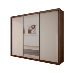 Guarda Roupa Casal com Espelho 3 Portas 6 Gavetas - Paradizzo Gold-Cacau/Fendi - Móveis Novo Horizon - 3