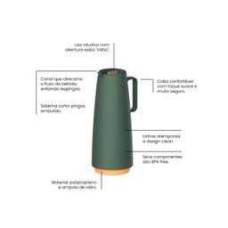 Bule Térmico 1,0L Verde Exata Tramontina - 6