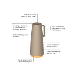 Bule Térmico 1,0L Bege Exata Tramontina - 6