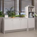 Ver imagem 1 de Conjunto Escritório 2 Peças - Buffet e Armário Berlin - Branco