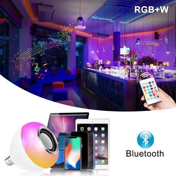 Lâmpada Caixa de Som Bluetooth Luz Led RGB Controle Remoto Som Festa Musica - 6