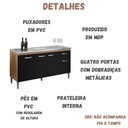 Ver imagem 3 de Balcão para Pia Gabriela 150 Cm 4 Portas Amendoa Preto Ajl