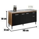 Ver imagem 4 de Balcão para Pia Gabriela 150 Cm 4 Portas Amendoa Preto Ajl