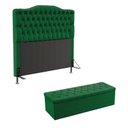 Ver imagem 1 de Kit Cabeceira Decorativa Para Cama Box Pollux e Calçadeira Sagitarius 195 Para Cama King Sued Verde