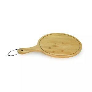Tábua Gourmet Redonda de Bambu com Alça 43x30xm