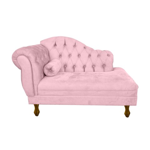 Divã Modelo Imperial - Tamanho 120cm - Tecido Suede:rosa Bebe