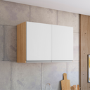 Ver imagem 2 de Armário de Geladeira Aereo 2 Portas Andreia 80cm Ajl Móveis:amêndoa Branco