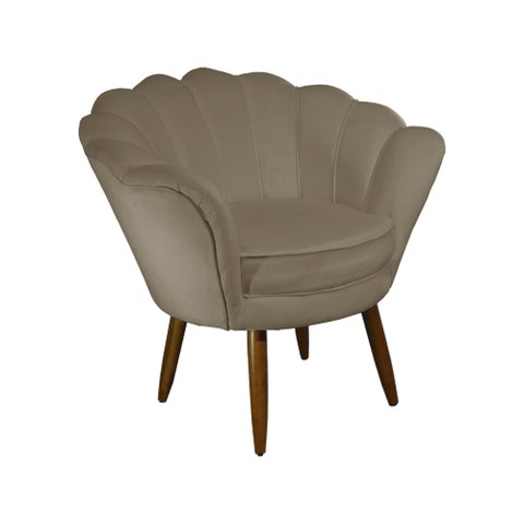Poltrona Decorativa Pétala Pés Palito Suede Capuccino - Ds Estofados