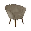 Ver imagem 1 de Poltrona Decorativa Pétala Pés Palito Suede Capuccino - Ds Estofados