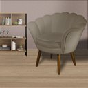 Ver imagem 2 de Poltrona Decorativa Pétala Pés Palito Suede Capuccino - Ds Estofados