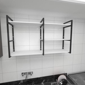 Prateleira Industrial para Cozinha - Aço Preto - 30cm - Modelo Ind14