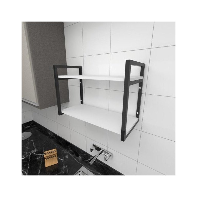 Prateleira Industrial para Cozinha - Aço Preto - 30cm - Modelo Ind01