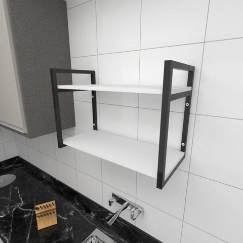 Prateleira Industrial para Cozinha - Aço Preto - 30cm - Modelo Ind01