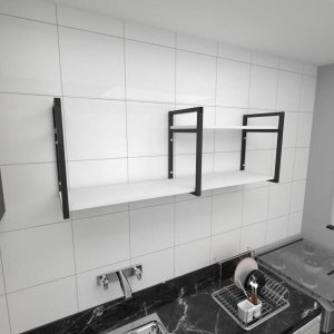 Prateleira Industrial para Cozinha - Aço Preto - 30cm - Modelo Ind07